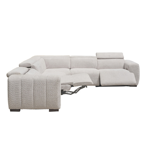 White Teddy Boucle Electric Corner Recliner Sofa Set