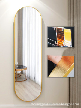 Full length Decorative irregular shape dressing live room black Metal Framed Wall Mirror