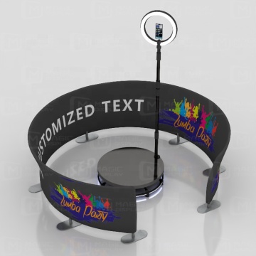 Customizable All Black Aluminum Frame Stand for 360 Photo Booth with Circle Barrier and 3ft Opening