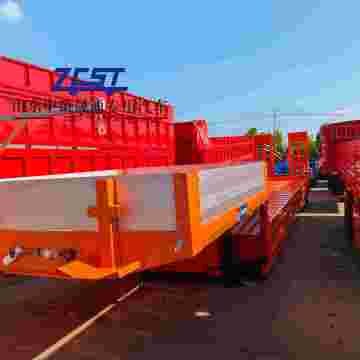 China-Made 13 Meters Long Steel Gooseneck Low Flatbed Semi-Trailer for Excavators