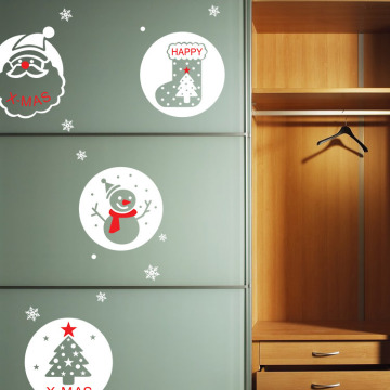 Merry Christmas Santa Claus Snow Wall Sticker Wall Decal for Home Decor Red Black White
