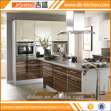 Foshan fashion design wood grain uv mdf kitchen