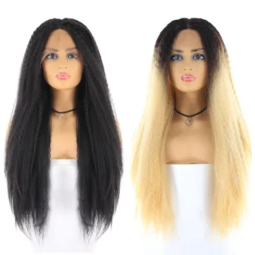 X-TRESS Spot Soft Light Brown Swiss Lace Front Wig For Black Women 26 Inch Long Afro Kinky/Yaki  Straight Synthetic Hair Wigs