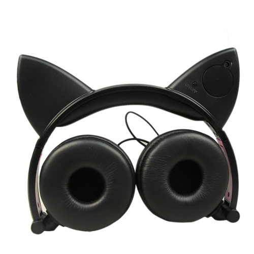 Headphone Telinga Kucing Berkabel Led Glowing untuk Anak-anak