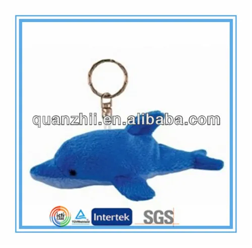 Stuffed blue dolphin keychain