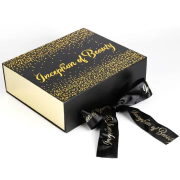 wholesale paper foldable gift box with ribbon closure
