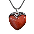 Red Jasper Antique Silver Alloy Heart Pendant Keychain