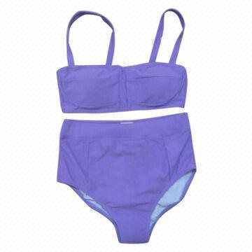 Solid Bandeau Bikini, Made of 80% Polyamide and 20% Spandex Materials