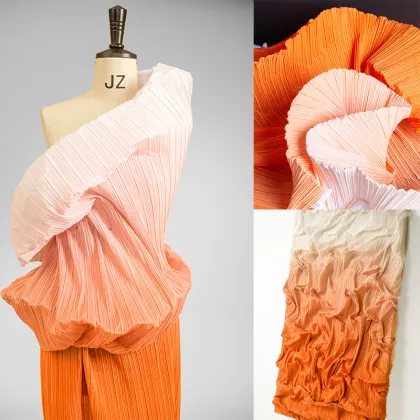 Issey Miyake Gradient Pleated Fabric for Creative Modeling and Textured Decor