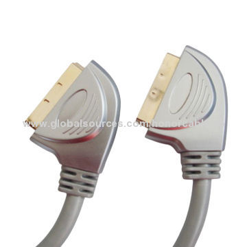 21-pin SCART to SCART cable, male to male, metal shell