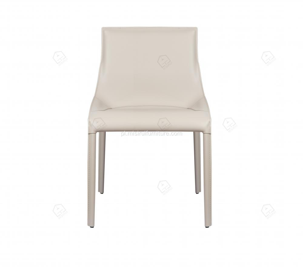 Włoskie minimalistyczne białe skórzane krzesła Seattle