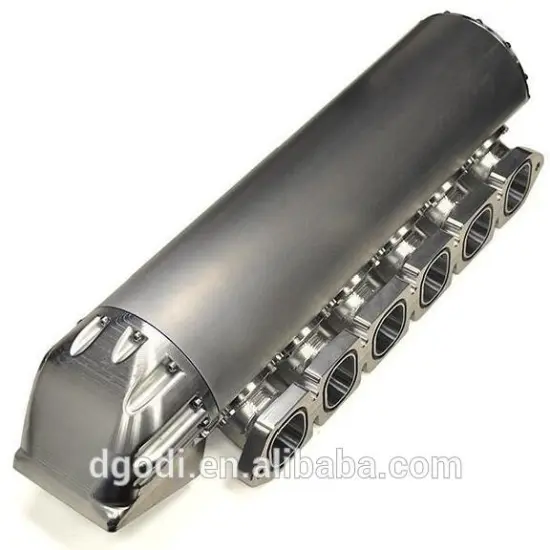 customly made air intake manifold with aluminum for turbo tech racing car