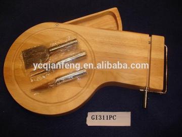 wooden cheese box with cheese knives