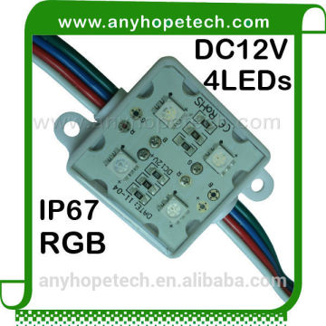 Bottom price 12V IP67 4LEDs rgb led injection module 4pcs