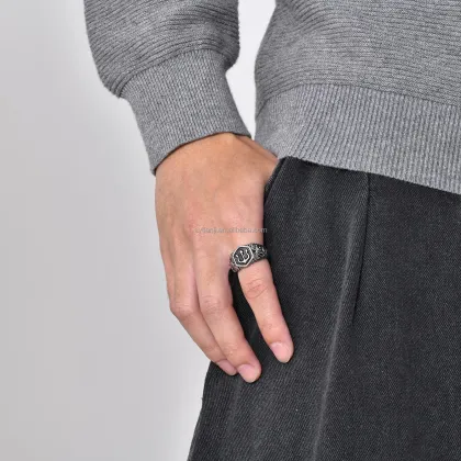 Viking Ring Stainless Steel Xiangyun Trident Vintage Ring for Men