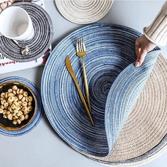 Round Table Mat Table Placemats Heat-resistant Ramie Mat Kitchen Accessories Decoration Insulation Coffee Drink Round Coasters