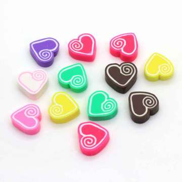 Colorful Polymer Caly Fruits Slices No Hole Heart Shaped Beads Diy Children Hair Accessories Earrings Decoration