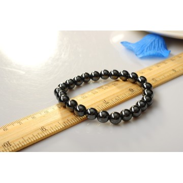 Classical Style Magnetic Hematite Bracelet health 8mm Round Semi Precious stone Stretch women men Charms jewelry bangle