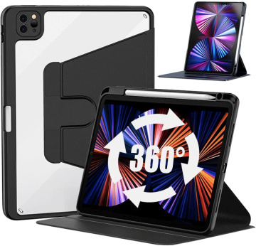Xóa trường hợp bìa bút chì acrylic với vòng quay 360 cho các mẫu iPad khác nhau (2024)