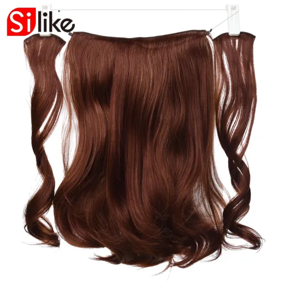Fish Line  Hair Extensions Heat Resistant Light Brown Gray Blond Thick Women Hair Extension Hai 18"Synthetic Long wavy Curly r