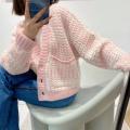 Pink loose cashmere coat short cardigan