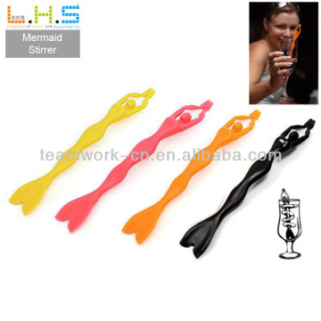 Plastic Creative Mermaid Cocktail Stirrer