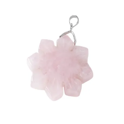 Gemstone Engraved Snowflake Pendant Natural Stone 30MM Snowflake Stone Pendant Crystal Carving Snowflake Charm Pendant