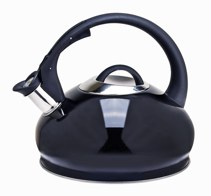 Stovetop tea kettle with whistling spout black