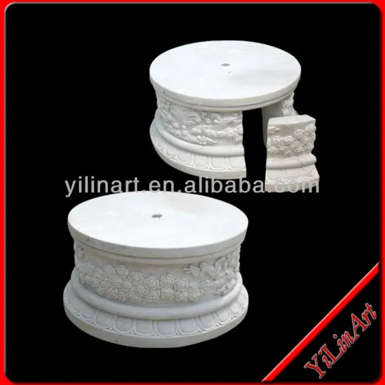 White Marble Stone Base Column Sculpture YL-L133