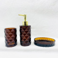 Yellow brown bath set glass bottle