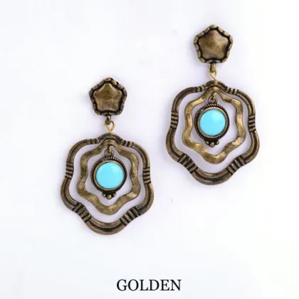 Golden and Silver Womens Initial Drop Statement Earrings