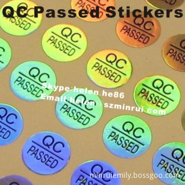 China Custom bulat dan Oval bentuk Qc berlalu stiker, self ...