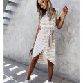 Womens Striped T Shirt Midi Dresses