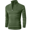 Mens Slim Fit Zip Up Mock Neck Pull