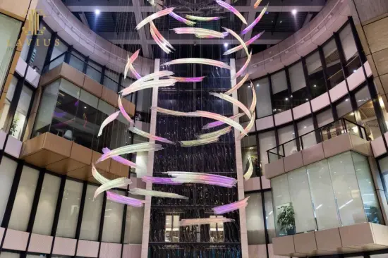 Large amber glass chandelier multicolor