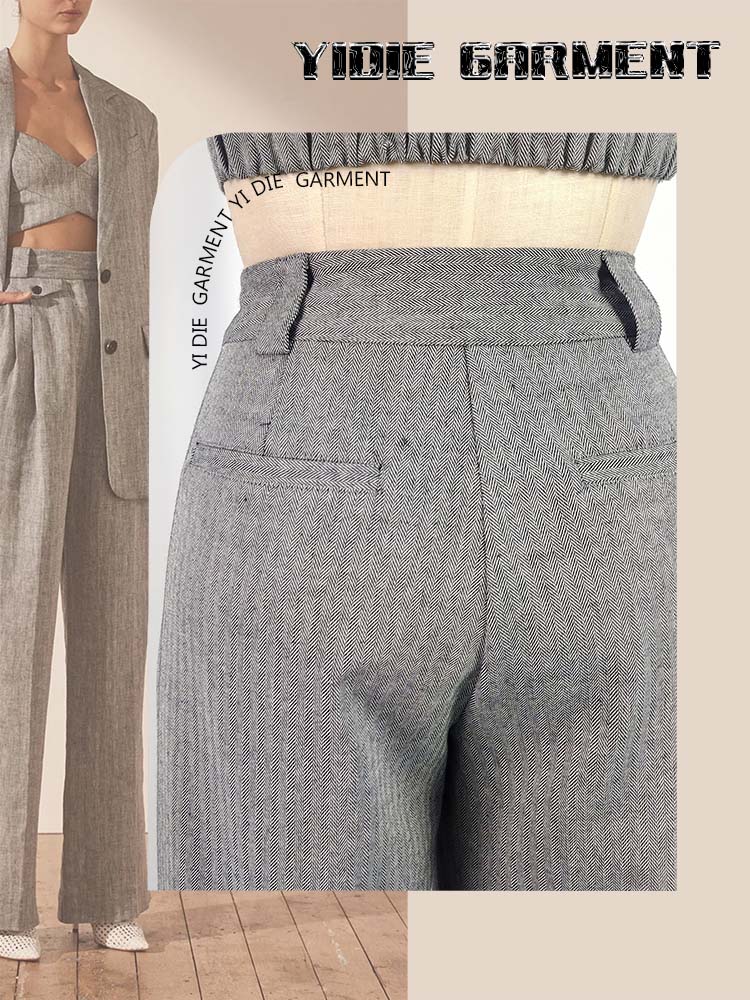 Medium Weight Herringbone High Waisted Pants