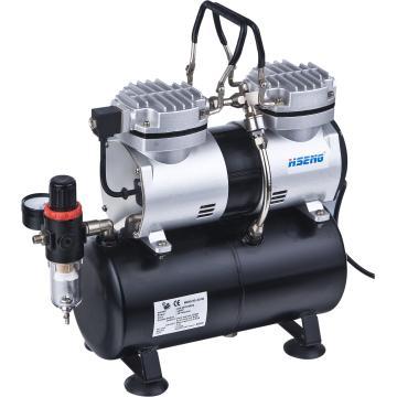 Twin Piston Airbrush Compressor with Tank  AS196