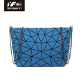 Leather waterproof geometric chain makeup bag