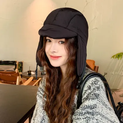 Colorful Women's Down Lei Feng Hat - Warm Winter Ear Protection Hat for Hiking