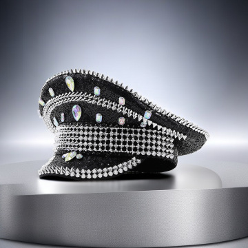New Diamond Rivet Sequins Hat Steampunk Mewah Dengan Rhinestones - Pengilang