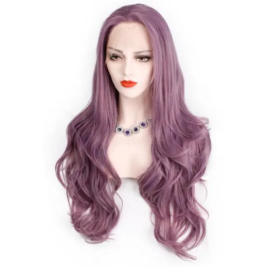 Aisi Beauty Wholesale Cheap Vendor Purple Curly Wave Wig Long Wavy Lace Frontal Synthetic Hair For Black Women Lace Front Wig