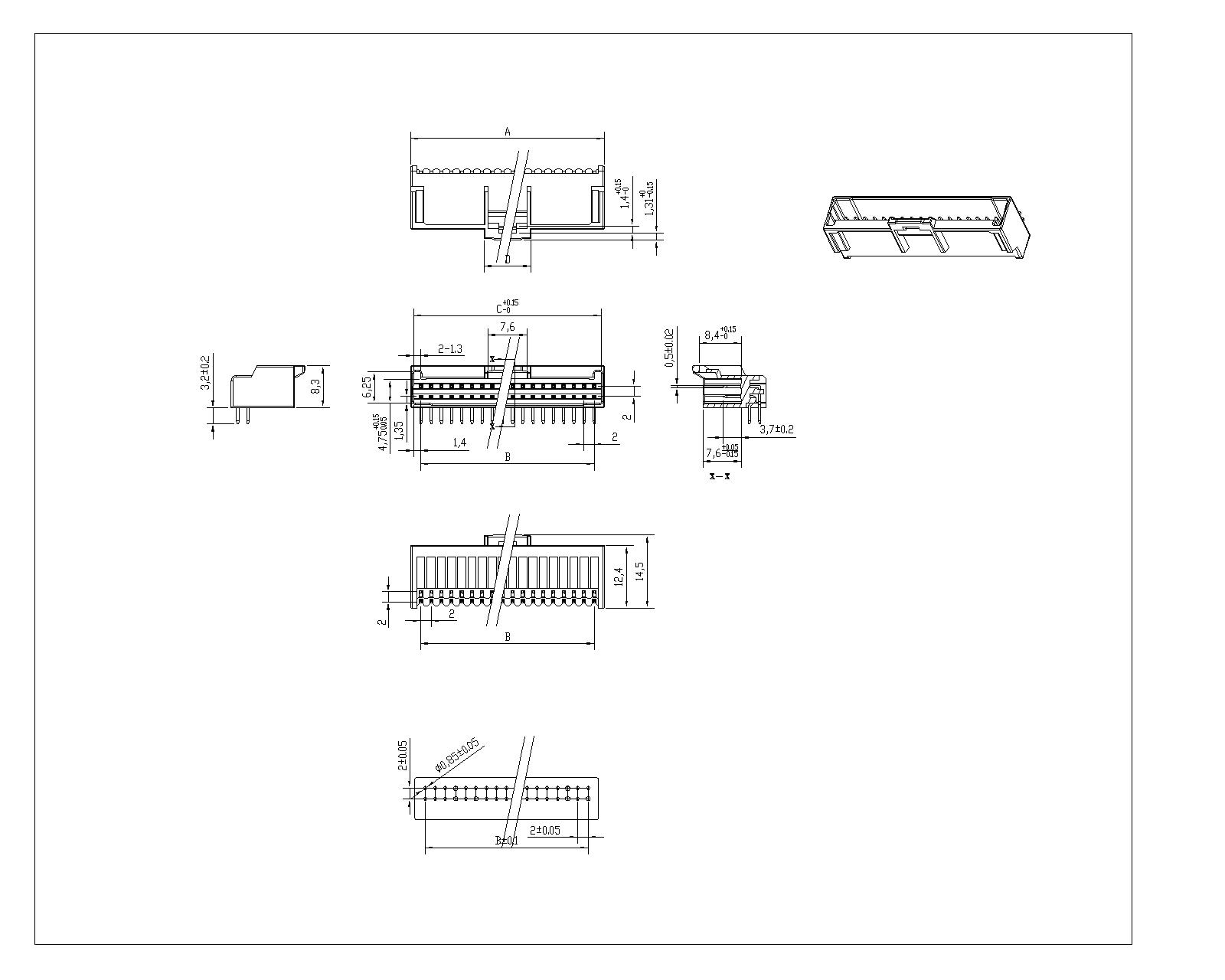 2 00mm Pitch 90 Wafer Connector Series Aw2018r 2xnp