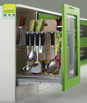 Stainless Steel 2 Layer Kitchen Cabinet Pull-Out Basket Organizer