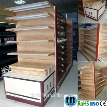 2016 new style WOOD COLOR steel gondola shelving / supermarket shelving