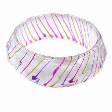 Bangles, Made of Polyester, Resin and Glitter Powder, Available in Various Sizes
