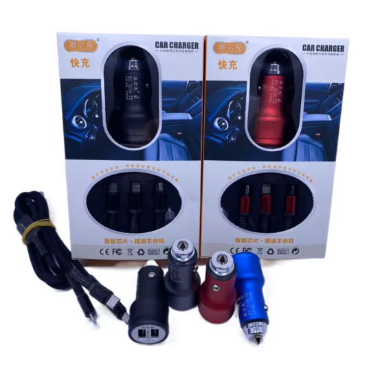 Metal Car Phone Charger with Dual USB 3.1A and 3-in-1 Charging Cable