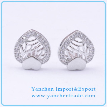 2014 Wholesale Heart Shape Micro Pave Fashion Jewelr Stud Earring