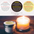 Self Adhesive Roll round candle burning Warning Label