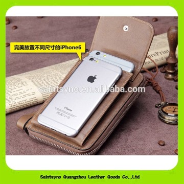 Men's genuine leather mobile phone case multifunction phone bag 16122