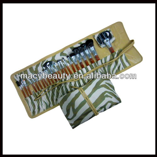 24pcs nylon hair cosmetic brush set rollup case